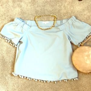 NWOT Off the shoulder top w/ tassels